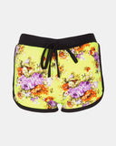 Lime Floral Print Casual Shorts