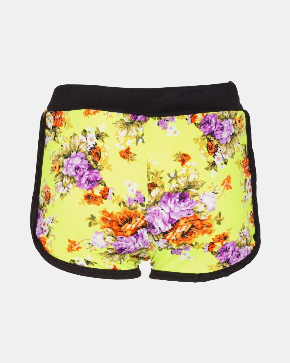 Lime Floral Print Casual Shorts