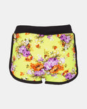 Lime Floral Print Casual Shorts