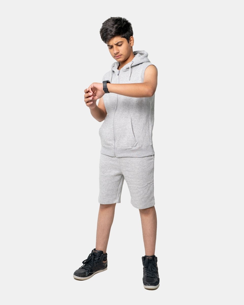 Mel Grey Boys Gilet Sleeveless Hoodie