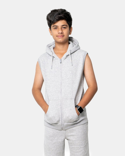 Mel Grey Boys Gilet Sleeveless Hoodie