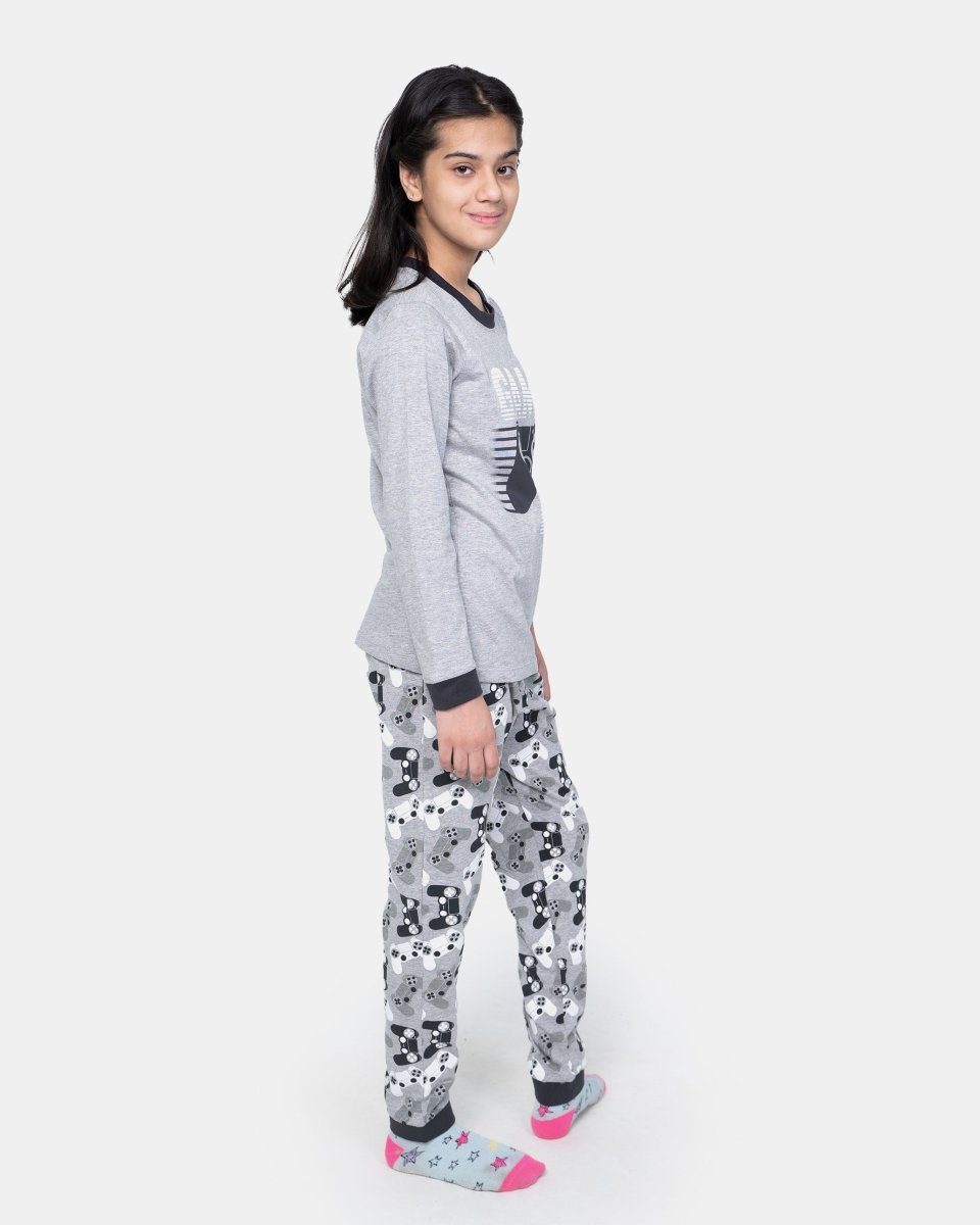 Mel Grey Skull Gaming Print Pyjamas