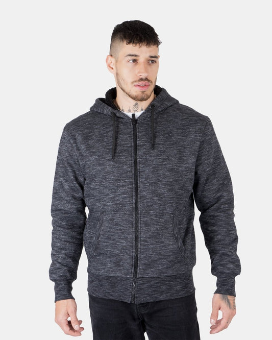 Melange Black Sherpa - Lined Hoodie