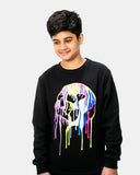 Melting Skull Printed Black Sweatshirt