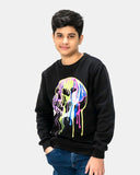 Melting Skull Printed Black Sweatshirt