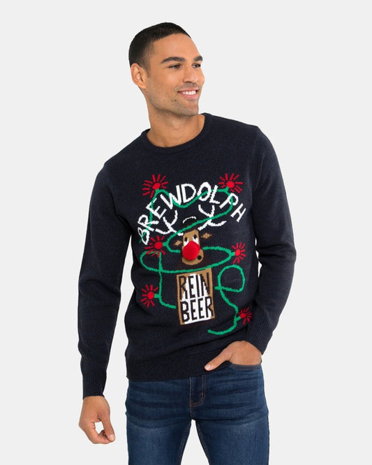 Men Brewdolph Black Christmas Jumper