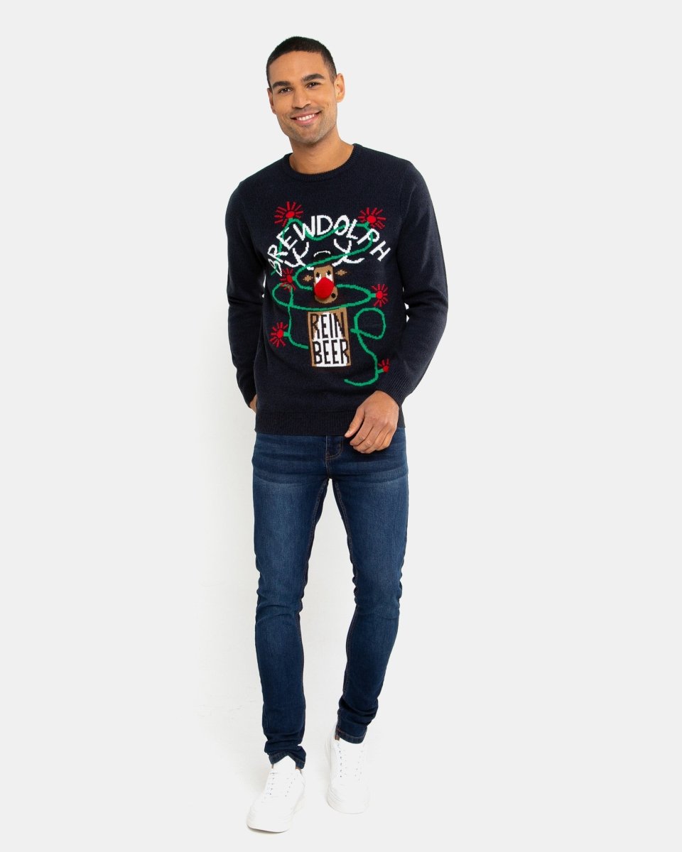Men Brewdolph Black Christmas Jumper