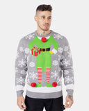 Men Gift Elf Grey Xmas Jumper