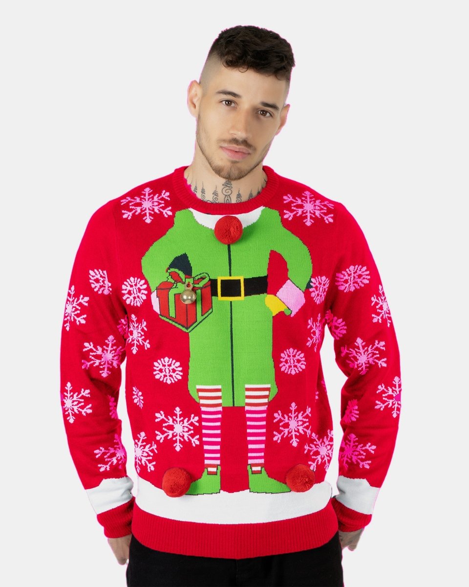 Men Gift Elf Red Xmas Jumper