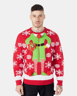 Men Gift Elf Red Xmas Jumper