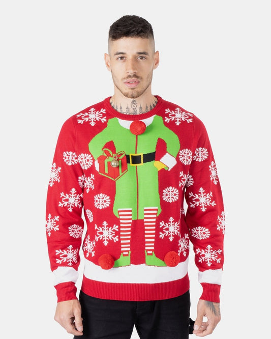 Men Gift Elf Red Xmas Jumper