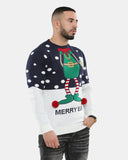 Men Merry Elf Navy Christmas Jumper
