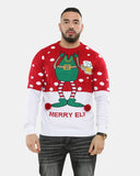 Men Merry Elf Red Christmas Jumper