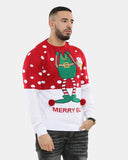 Men Merry Elf Red Christmas Jumper
