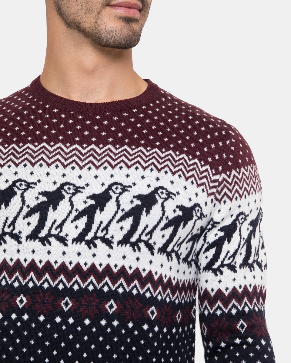 Men Penguin Wine Christmas Jumper