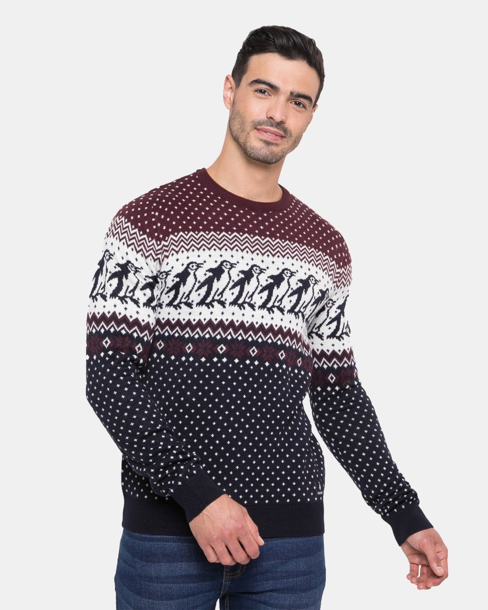 Men Penguin Wine Christmas Jumper