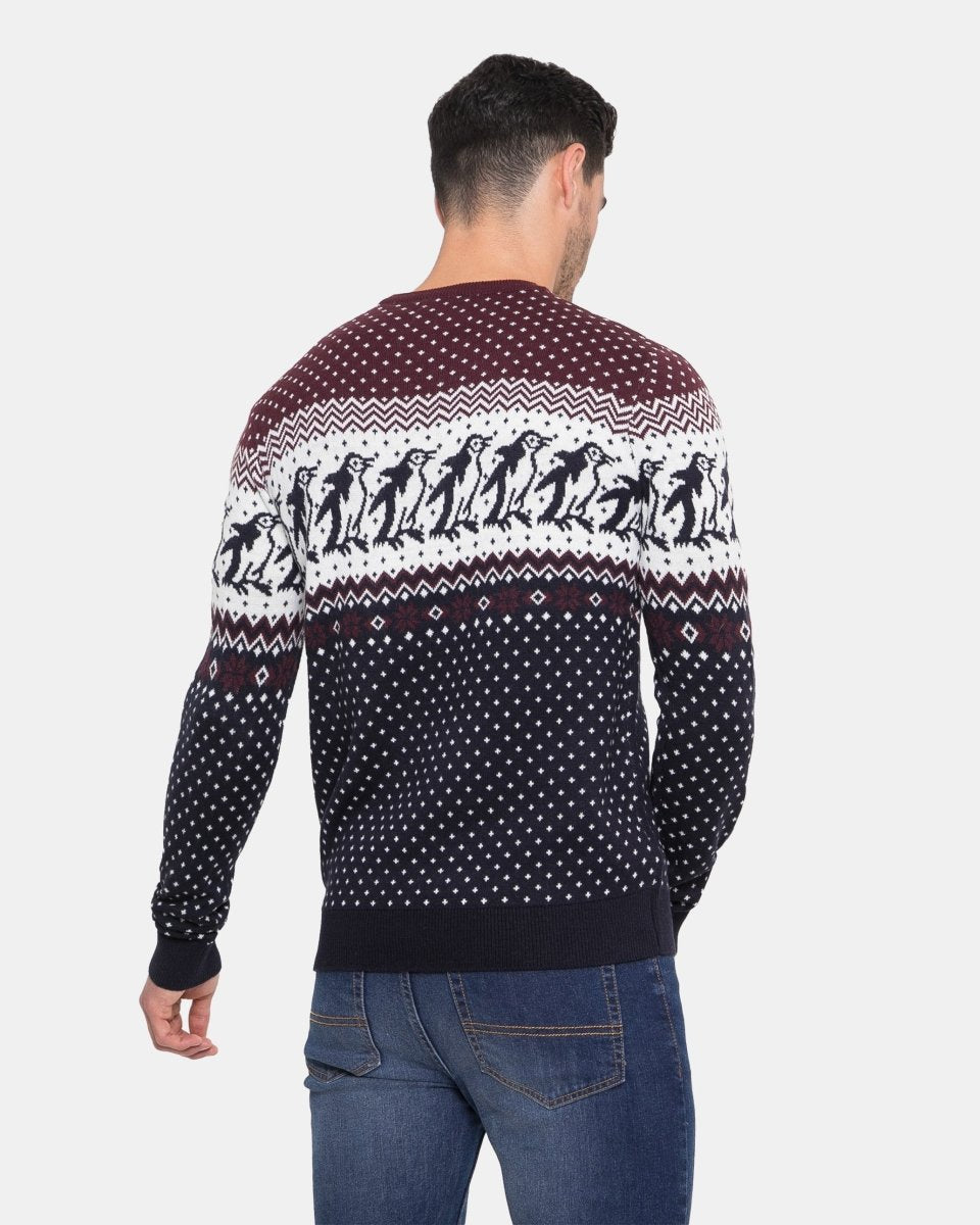 Men Penguin Wine Christmas Jumper