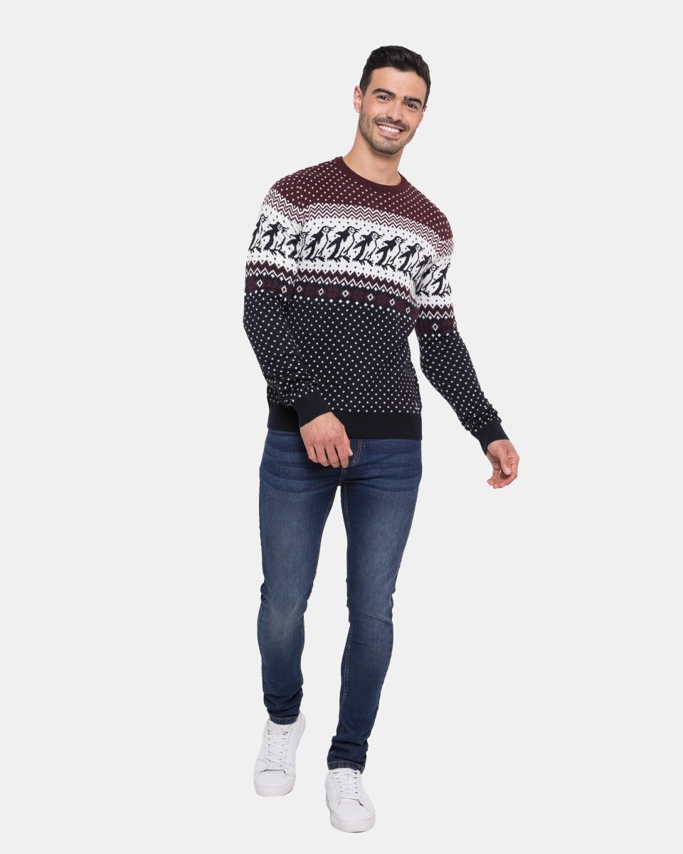 Men Penguin Wine Christmas Jumper