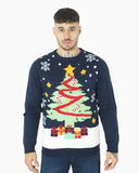 Men Xmas Tree Gift Navy Christmas Jumper