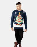 Men Xmas Tree Gift Navy Christmas Jumper