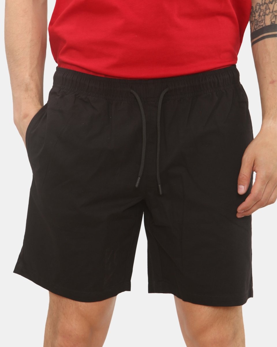 Mens Black Cargo Shorts Elastic Waist