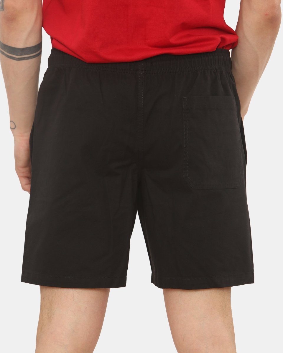 Mens Black Cargo Shorts Elastic Waist