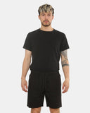 Mens Black Cargo Shorts Elastic Waist