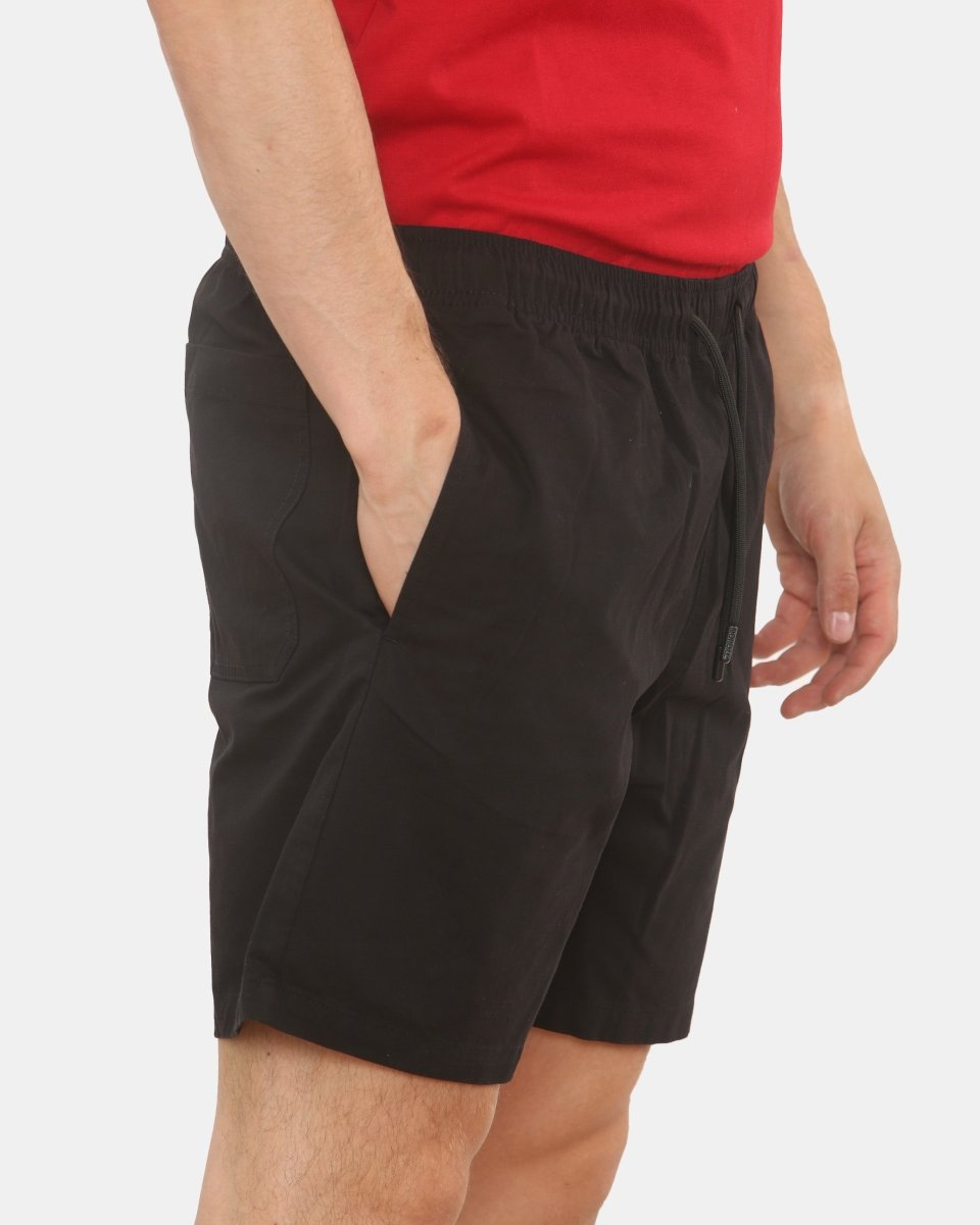 Mens Black Cargo Shorts Elastic Waist