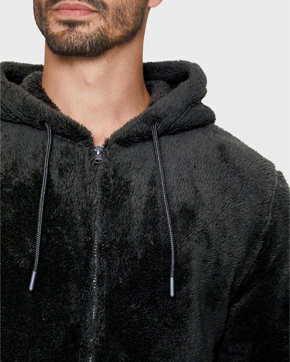 Men's Black Warm Hooded Onesie