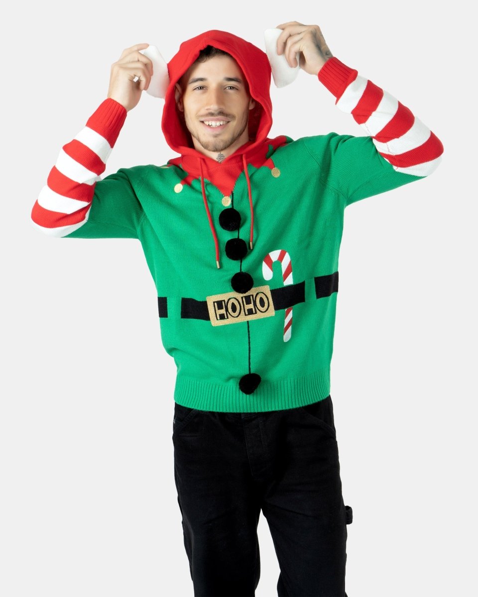 Mens Elf Candy Cane Green C - Jumper