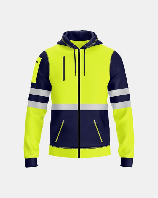 Mens Full Zip Hoodie (Neon Green/Navy 1)