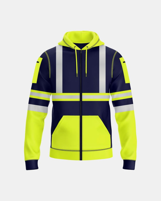 Mens Full Zip Hoodie (Neon Green/Navy 2)