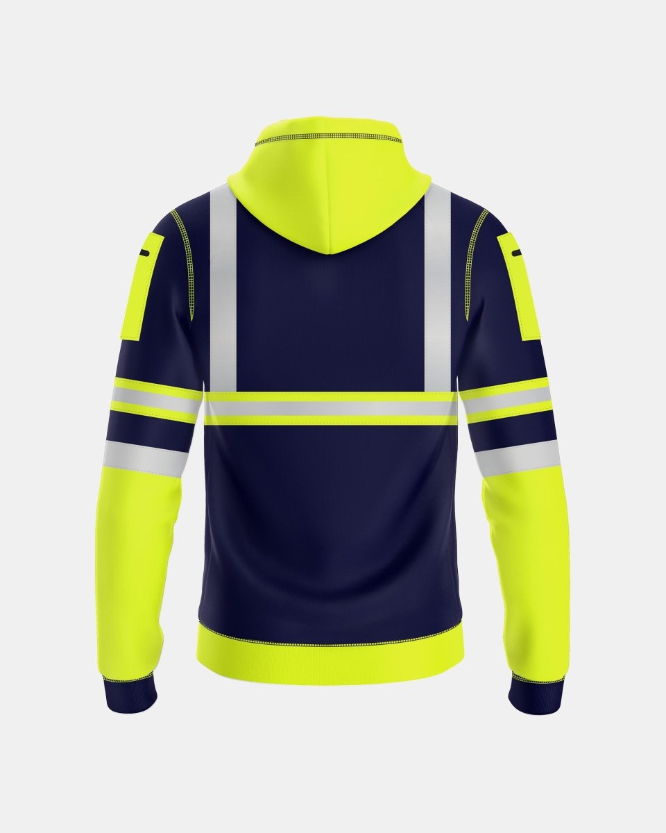 Mens Full Zip Hoodie (Neon Green/Navy 2)