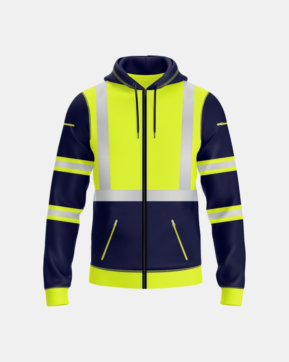 Mens Full Zip Hoodie (Neon Green/Navy 3)