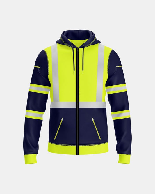 Mens Full Zip Hoodie (Neon Green/Navy 3)