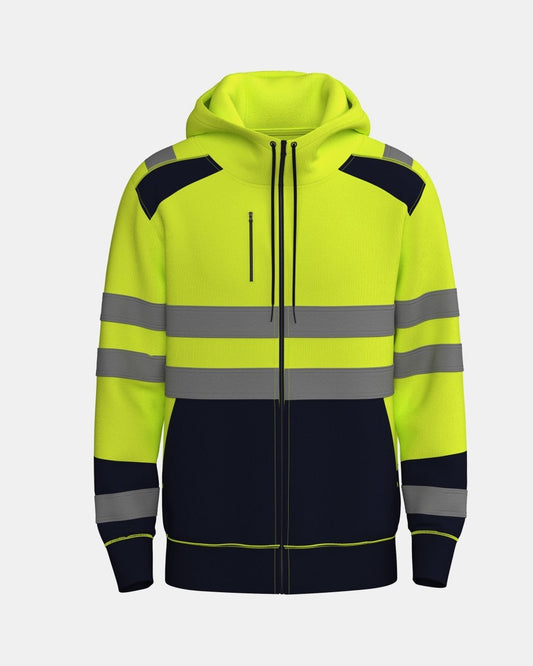 Mens Full Zip Hoodie (Neon Green/Navy 4)
