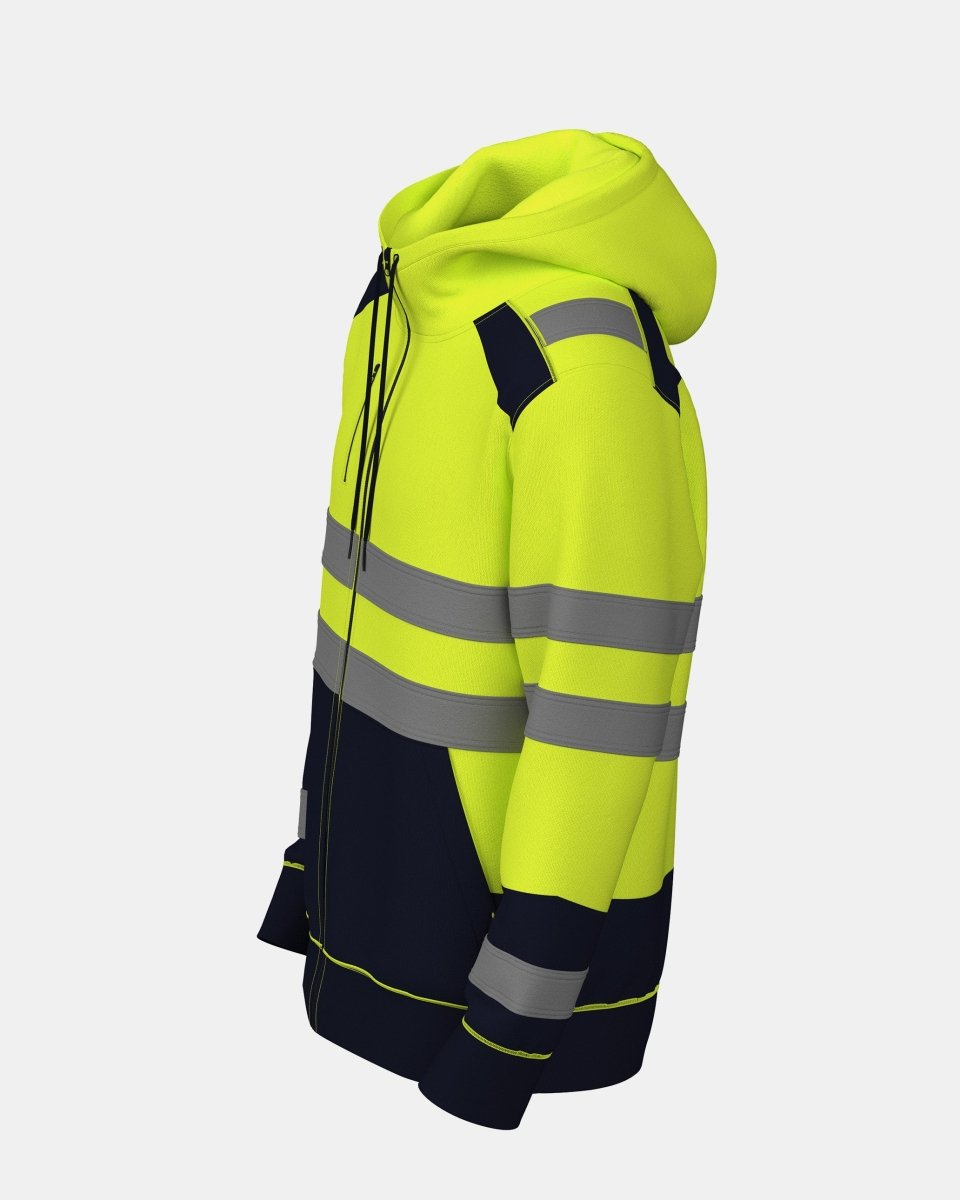 Mens Full Zip Hoodie (Neon Green/Navy 4)