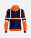 Mens Full Zip Hoodie (Neon Orange/Navy 2)