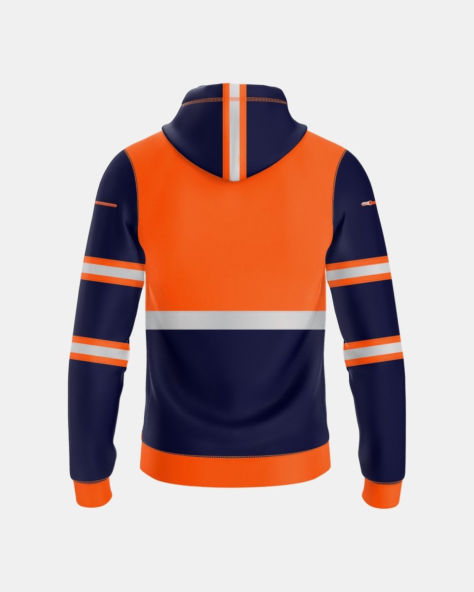 Mens Full Zip Hoodie (Neon Orange/Navy 3)