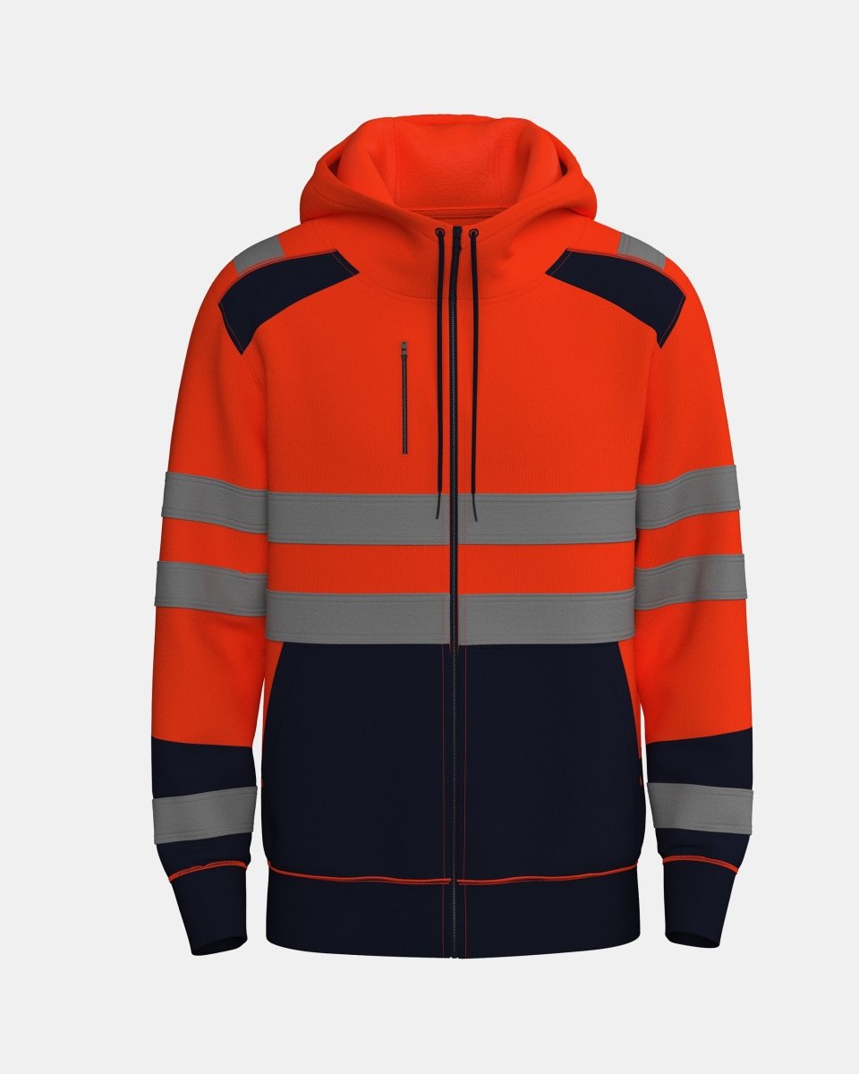 Mens Full Zip Hoodie (Neon Orange/Navy 4)
