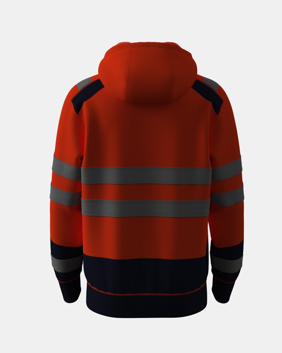 Mens Full Zip Hoodie (Neon Orange/Navy 4)