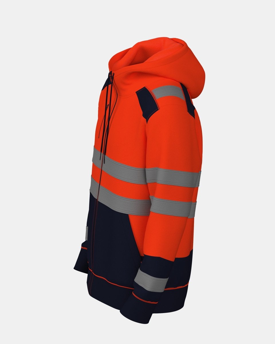 Mens Full Zip Hoodie (Neon Orange/Navy 4)