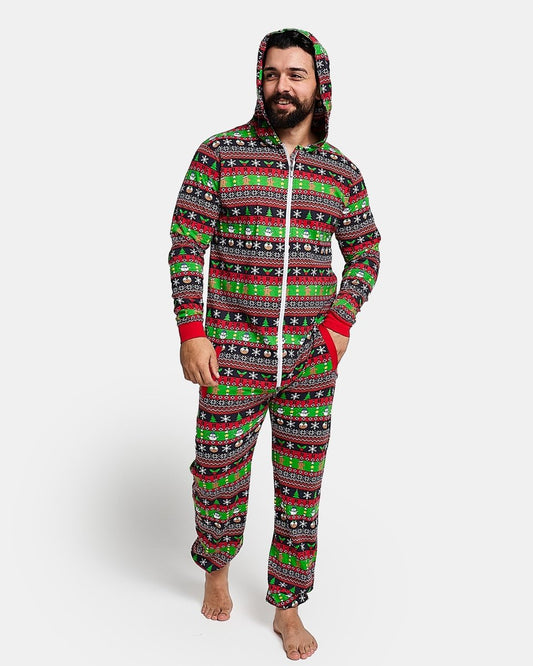 Mens Gingerbread Red Christmas Onesie