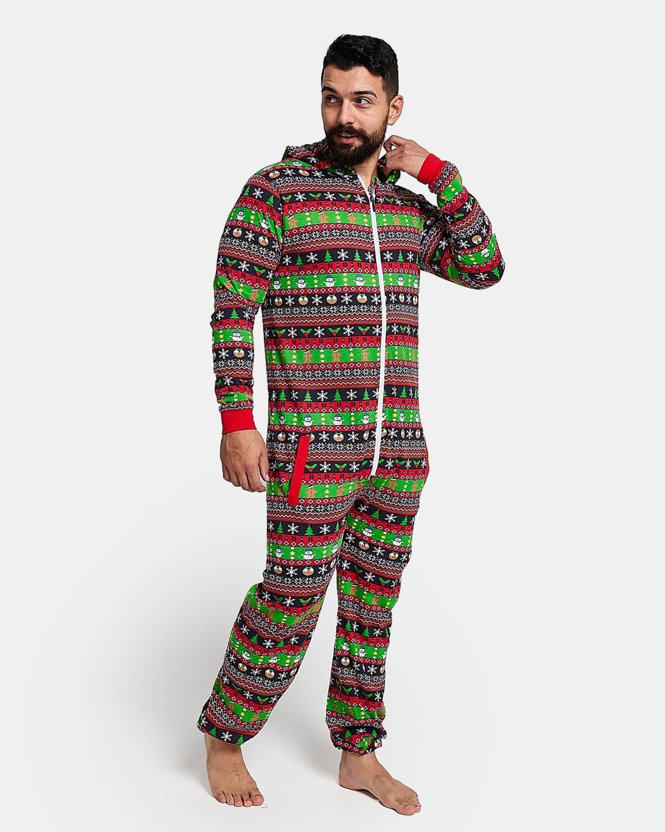 Mens Gingerbread Red Christmas Onesie