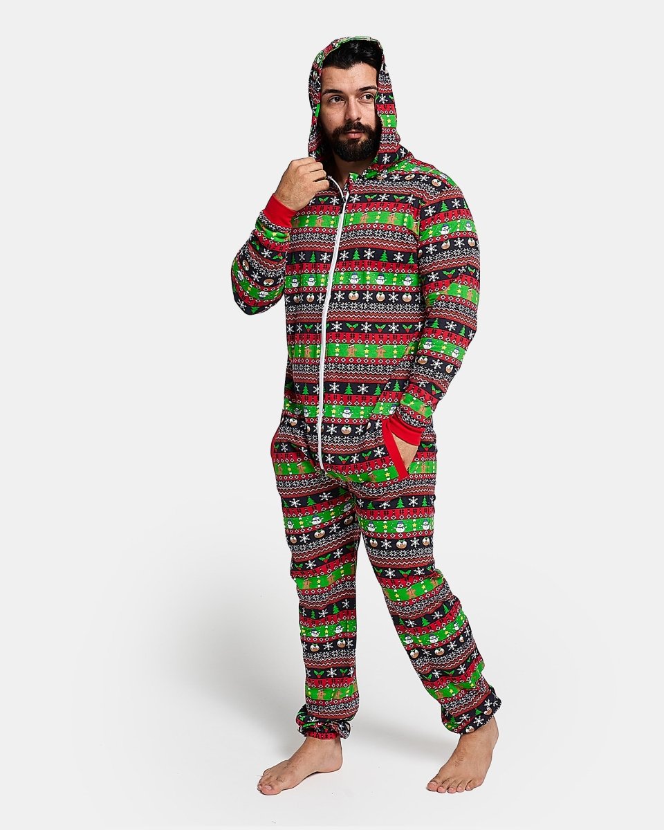 Mens Gingerbread Red Christmas Onesie