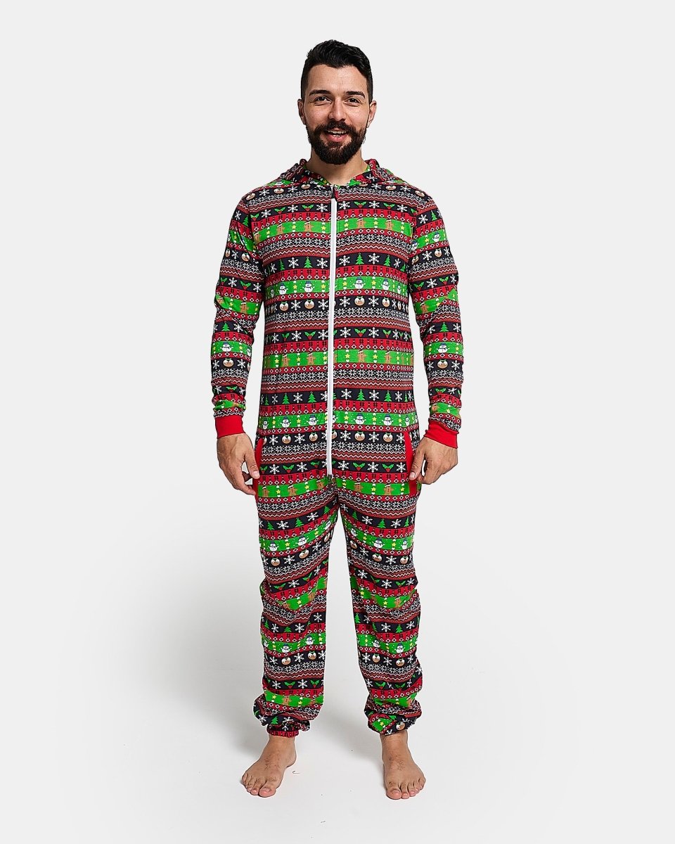 Mens Gingerbread Red Christmas Onesie