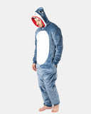 Mens Grey Shark Fleece Onesie