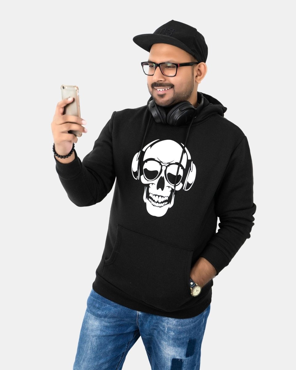 Mens Headphones Skull Printed Hoodie