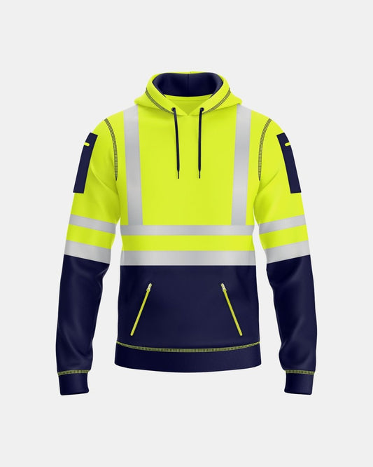 Mens Hi Vis Hoodie (Neon Green/Navy 1)