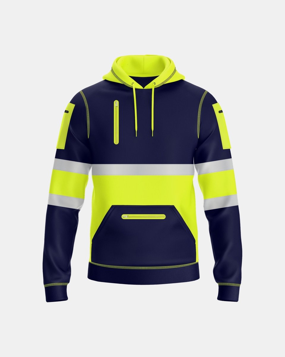 Mens Hi Vis Hoodie (Neon Green/Navy 2)